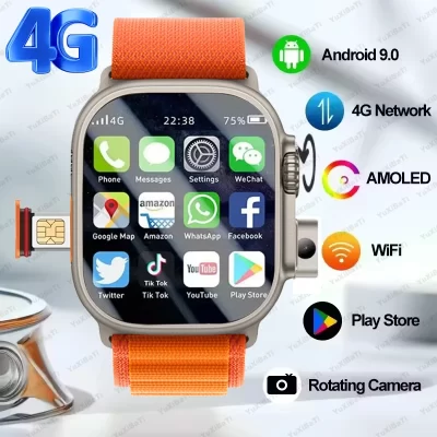 2025 nova rede 4g relógio inteligente gps google play ip67 à prova dip67 água android ios câmera cartão sim ecg smartwatch para homens
