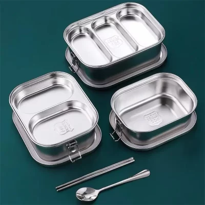 1/2/3 grades 304 aço inoxidável lancheira estudante cantina recipiente de alimentos almoço bento caixa isolamento selado caixa de piquenique lancheira