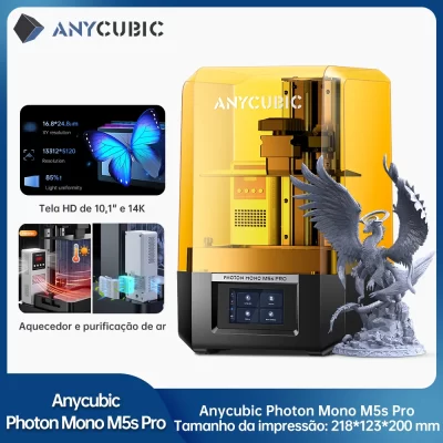 Pré-venda anycúbico fóton mono m5s pro 10.1 ''14k alta velocidade sla lcd resina impressora 3d nivelamento impressão gratuita tamanho 218*123*200mm