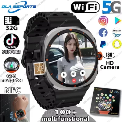 Novo 5g cartão sim smartwatch android gps wifi nfc relógio inteligente homem mulher 1.6 polegada google play tiktok baixar app câmera relógio de pulso