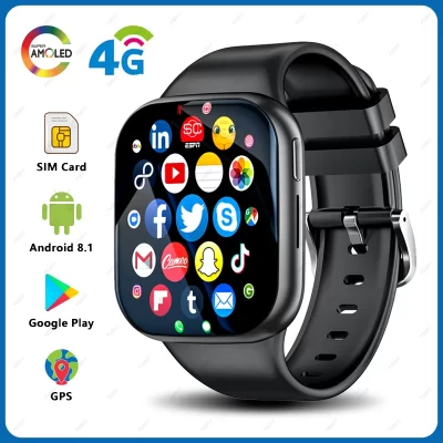 4g rede smartwatch amoled android chamada gps hd câmera nfc cartão sim wifi bluetooth sem fio rápido acesso à internet relógio inteligente