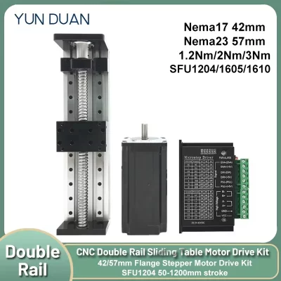 Kit de driver de mesa deslizante de trilho duplo, parafuso esférico cnc, mesa deslizante sfu1204/1605/1610, atuador linear de eixo xyz cnc max 60kg