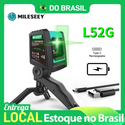nivel a laser profissional L6,Laser nivel do nível L52R L62 360 do laser das linhas de mileseey 2 com bateria e tripé