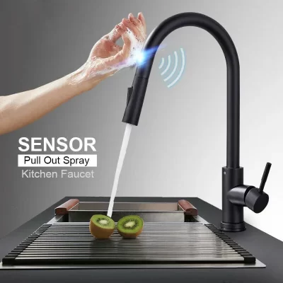Gegve toque inteligente removível torneira de aço inoxidável sensor de indução pull-out torneiras ferro de cozinha para a hidrante de água da cozinha