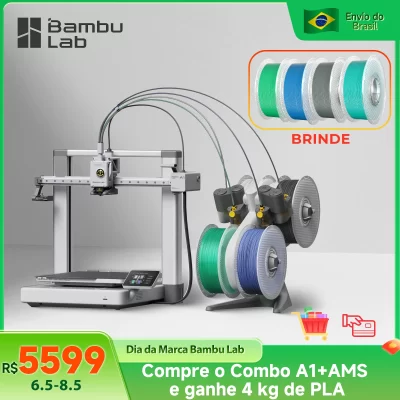 Bambu Lab A1 Combo Ams Lite 3D Printer Auto Leveling Robust Direct Extruder Tri-High Speed to 500mm/s APP Remote Monitoring