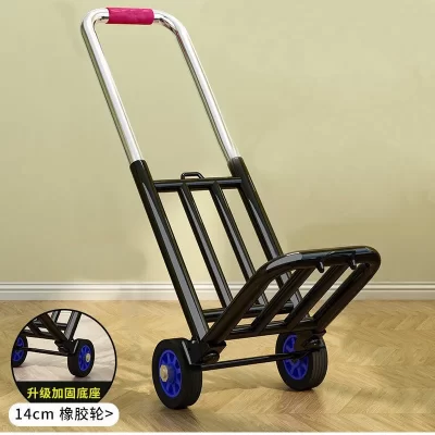 Carrinho pequeno dobrável para manuseio de bagagem, reboque de carga com rodas, carrinho de compras para casa, leve, portátil