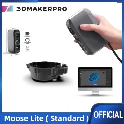 Scanner 3D Moose Lite (padrão) para impressão 3D Scanner modelo 3D portátil com alta precisão detalhada de 0,05 mm, lentes antivibração