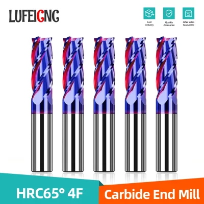 Lufeicnc hrc65 4 flautas fresa de carboneto de aço de tungstênio ferramentas de torno cnc fresas planas para metal de aço inoxidável
