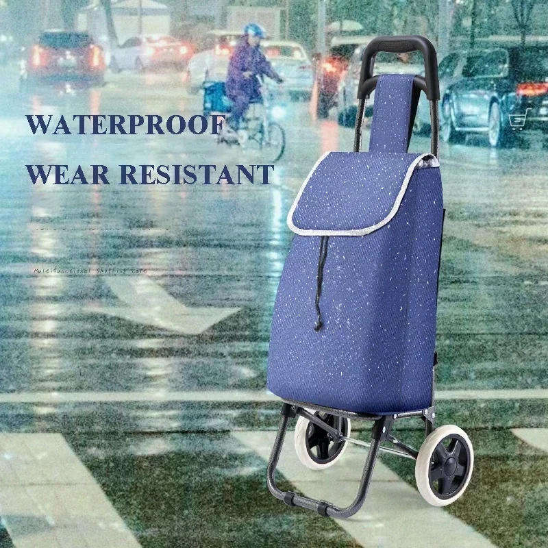 Carrinho de compras dobrável para escalada, com duas rodas, à prova d'água, alta carga, saco de armazenamento, portátil, carrinho de compras doméstico - Image 3