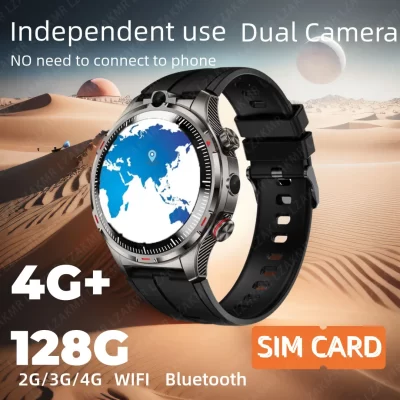 LW12 Smartwatch Dual Camera, 4G, 128G Rom, 1000mAh, Vídeo SIM, Chamada, Conexão WiFi, Download de aplicativo, Reconhecimento Facial