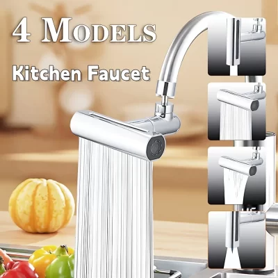 Pulverizador de torneira de cozinha 4 em 1, borbulhador pressurizado anti-respingo multifuncional 360 ° Acessórios para casa de torneira cascata de rotação