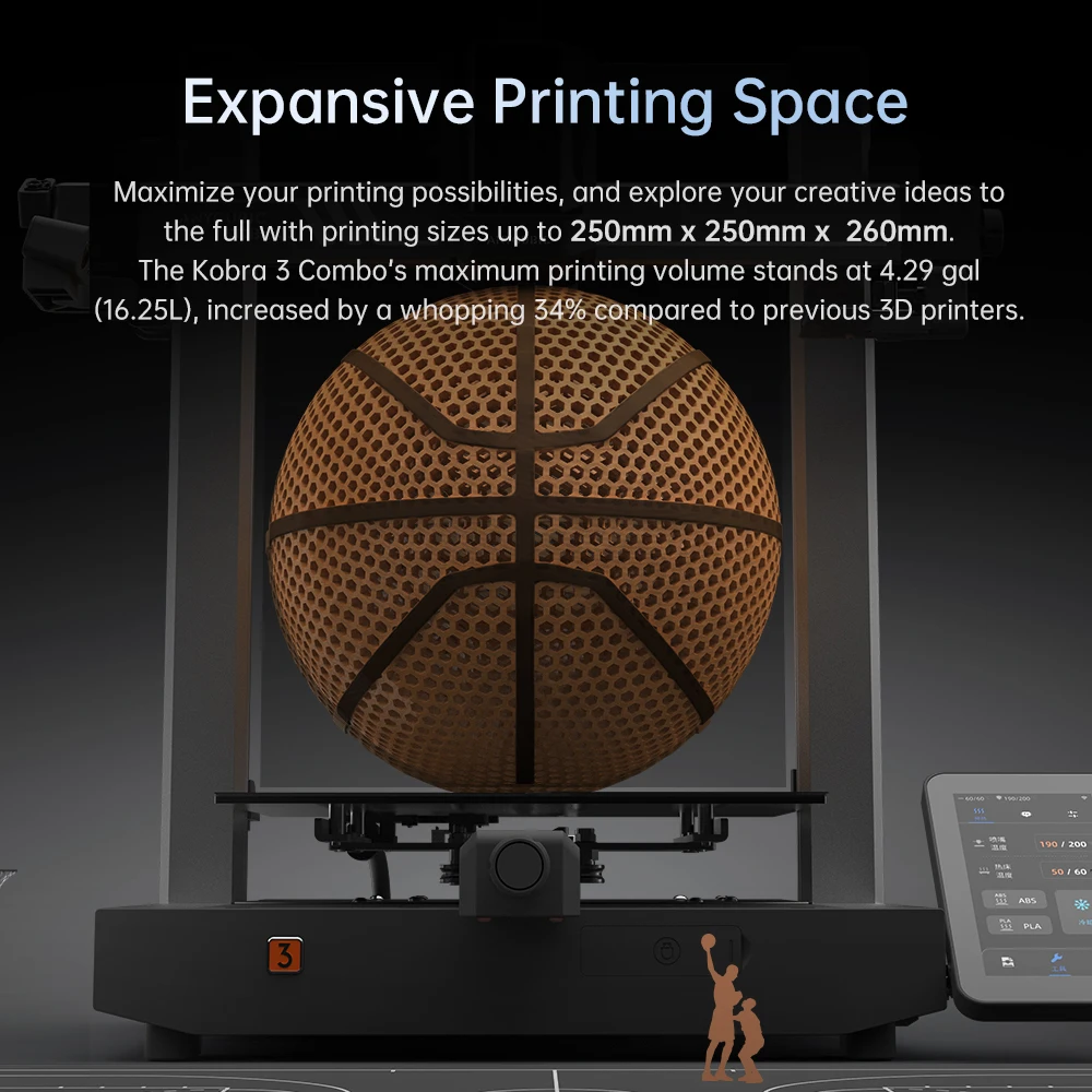 ANYCUBIC Kobra 3 AE Version 600mm/s Max Print Speed FDM 3d Printer 25-Point Automatic Leveling With 9.8x8.7x8.7inch Print Size - Image 4