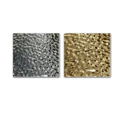 Aqumotic 50-120cm onda convexa decorativa ondulação de água estofamento placa de pvc fundo parede espelho de metal falso em relevo