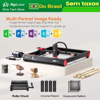 AlgoLaser AlphaMK2 40*41CM CNC Cortador de gravador a laser com mesa de tela Ferramenta para trabalhar madeira Máquina de corte e gravação Impressora de metal