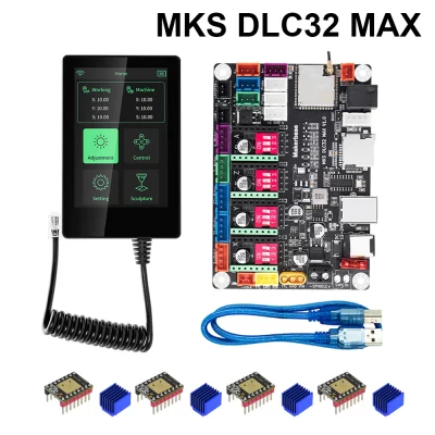 Makerbase mks dlc32 max tmc2209 placa de roteador cnc máquina de gravação a laser 4 eixos controlador grbl cnc gravador a laser placa-mãe
