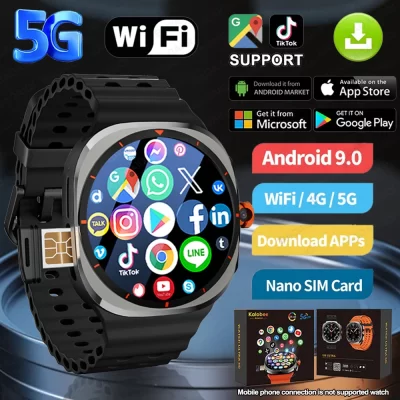 Moda ultra relógio inteligente das mulheres dos homens chamada de vídeo smartwatch 4g/5g cartão sim gps wifi câmera rotativa chamada global google mapa relógio
