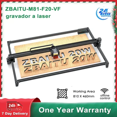 ZBAITU CNC Gravador com Cortador a Laser de Saída de 20W e Máquina de Gravador 180W Ferramentas de Gravação DIY para Madeira