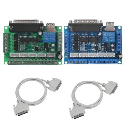 Placa de fuga cnc mach3 de 5 eixos com cabo usb db25 cabo paralelo mach3 controle de porta paralela para driver de motor de passo tb6600