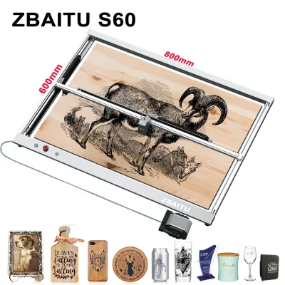 ZBAITU 20W 80X60cm Tamanho de Gravação Cortador de Gravador a Laser com Bomba de Ar Proteção para os Olhos Máquina de Gravação de Corte