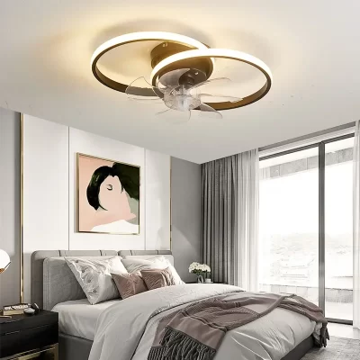 Ventilador de teto moderno com controle remoto e por aplicativo para sala de jantar do quarto, motor DC de configuração de 6 velocidades, ventiladores de teto silenciosos inteligentes