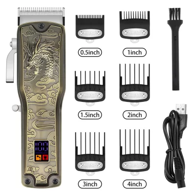 Hiena máquina de cortar cabelo sem fio profissional elétrica barbeador barba display lcd barbeiro cabeleireiro máquina corte cabelo