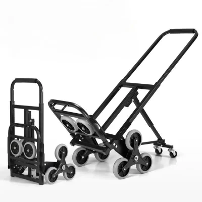 Carrinho dobrável portátil resistente, grande capacidade, escada, escalada, mão, seis rodas, flexível, bagagem, carrinho de compras