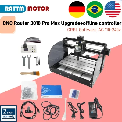 【Estoque ue/eua/br】roteador cnc 3018 pro max atualização mini fresadora grbl 1.1 er11 controlador de 3 eixos offline para gravação em madeira