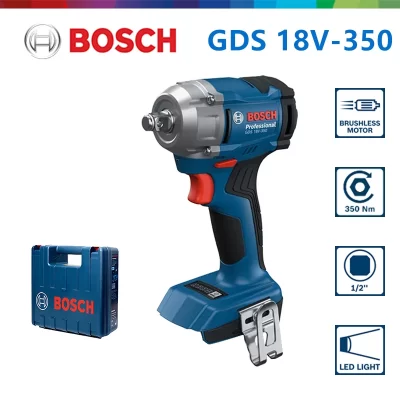 Chave de impacto bosch gds 18v-350, driver de ajuste de configurações de 3 torque, 350nm, 1/2 ", chave elétrica sem fio sem escova, ferramenta elétrica