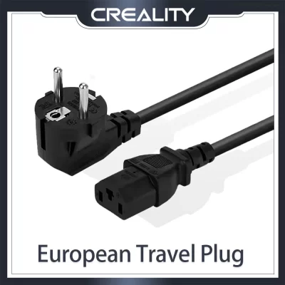 Plugue de viagem europeu, cabo de alimentação para tomada tipo C UE Itália Espanha Alemanha França, plugue UE preto de 120 cm para módulo laser Creality