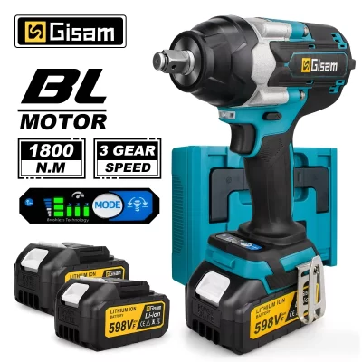 Gismo 1800N.M Torque Brushless Chave de impacto elétrica 1/2 polegada Chave de fenda sem fio Ferramenta elétrica para Makita 18V Bateria Pin