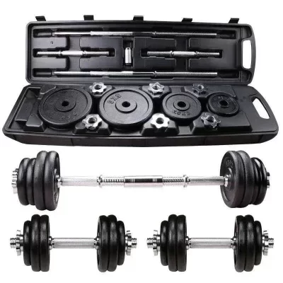 Terno de haltere pintado de 10kg de alta qualidade pode ser transformado em barra ajustável equipamento de fitness de levantamento de peso doméstico.