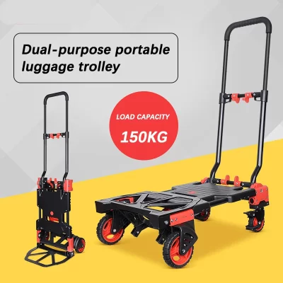 Dobrável Multi-Funcional Trolley Carga De Tração Plana Pequeno Reboque Escalada Escada Ferramenta De Manuseio De Materiais Portátil Carga Expressa