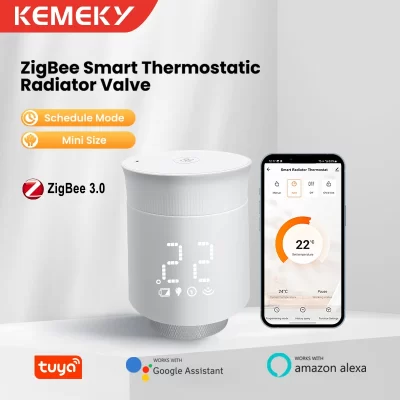 Kemek trv tuya termostato inteligente do radiador zigbee válvula termostática controlador de temperatura programável trabalho com alexa