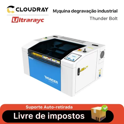 Máquina de corte e gravação Thunderbolt 30W Co2 em estoque no depósito do Brasil, duty-free, com CNC automático para gravação comercial de alta precisão. Aplicável a vários materiais.