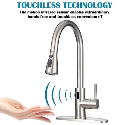 Gegve inteligente infravermelho sensor indutivo pull-out torneira da pia da cozinha multifuncional quente e fria torneira lavatório torneiras misturador