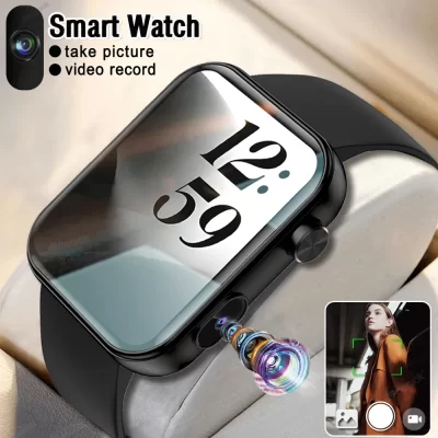 Novo relógio inteligente feminino masculino câmera tirar foto gravar vídeo freqüência cardíaca esportes fitness à prova dwaterproof água bluetooth chamada para android ios