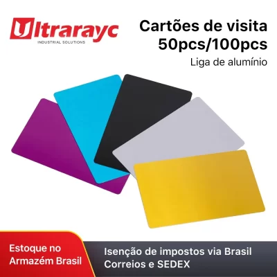 50 pçs/100 pçs/lote Cartões de Nome de Negócios Multicolor Liga de Alumínio Material de Teste de Folha de Metal para Máquina de Marcação a Laser