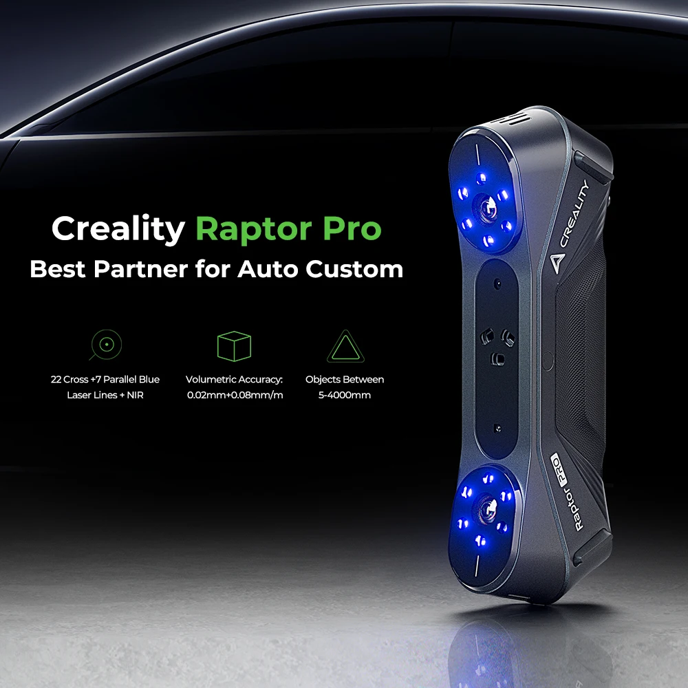 Creality 3d scanner cr-scan raptor pro scan portátil 60fps de alta velocidade 24 bits digitalização colorida azul & ir luz laser scanner