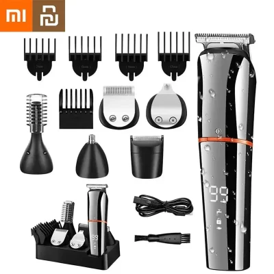 Xiaomi youpin máquina de cortar cabelo 6 em 1 aparador de cabelo para homens sobrancelha aparador de barba totalmente lavável máquina de cortar cabelo elétrica kit de aliciamento