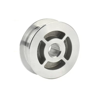 Polia de alumínio usinada cnc personalizada, acessórios de transmissão, torno cnc, máquina de centralização, processamento de peças redondas