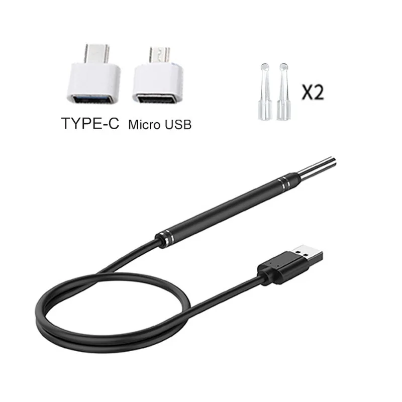Smart ear cleaner endoscópio colher câmera picador remoção de cera limpeza visual earpick nariz otoscópio para samsung xiaomi android diy - Image 5