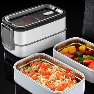 304 lancheira isolada de aço inoxidável selada mais nítida compartimento duplo bento caixa de almoço portátil