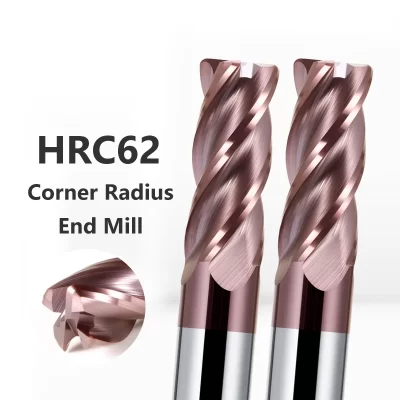 Hrc62 fresa de topo de raio de canto cnc r touro nariz fresa roteador de metal ferramenta de aço de carboneto de tungstênio r0.5 r1 4 flautas