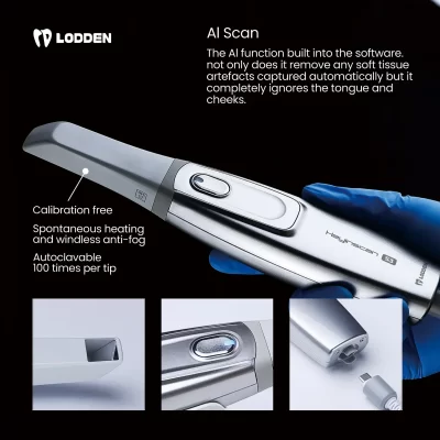 Scanner intraoral LODDEN Heyinscan S3 com display 3D - Equipamento de laboratório dentário certificado pela CE para sistemas de impressão 3M/iTero/CEREC