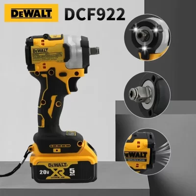 Dewalt DCF922 Chave de impacto sem escova Driver sem fio Grande torque Chave elétrica de velocidade variável 20V Ferramentas recarregáveis