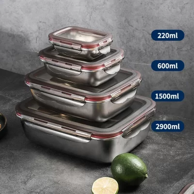 304 inoxidável conjunto de lancheira caixa de comida empilhável lancheira aquecimento microondas lancheira bento caixa de almoço caixas de armazenamento de alimentos conjunto