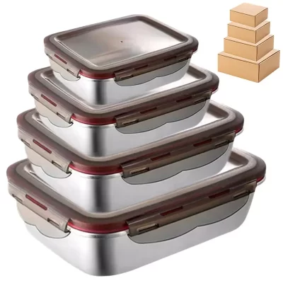 304 aço inoxidável comida almoço bento caixa selada à prova de vazamento caixa de armazenamento de viagem doméstico sottaceto caixa de aquecimento de microondas lancheiras