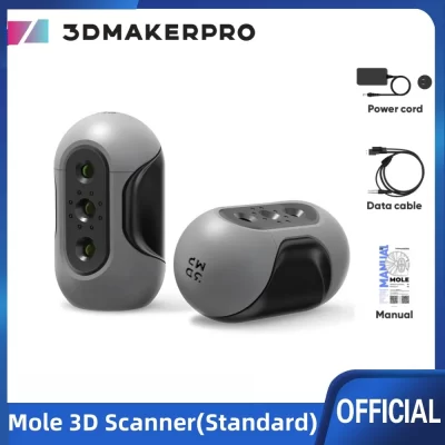 Scanner 3D portátil toupeira para impressora 3D, precisão de 0,05 mm e resolução de 0,1 mm, kit padrão de velocidade rápida relâmpago de digitalização de 10 FPS