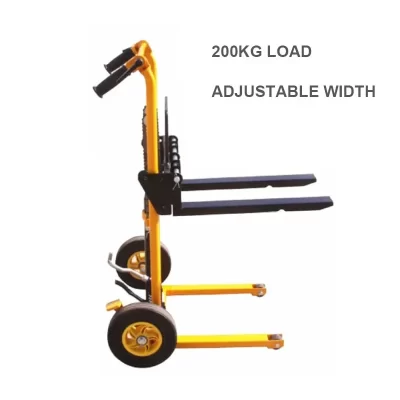 Empilhadeira com suporte de carga de vendas quentes, empilhador de manuseio manual portátil, caminhão de elevação doméstico leve e pequeno, descarga hidráulica