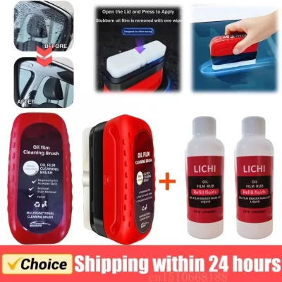 Automotive Car Oil Film Cleaner Escova de limpeza, Vidro Oil Film Cleaner, pára-brisa hidrofóbico, removedor para janela do carro, 120ml